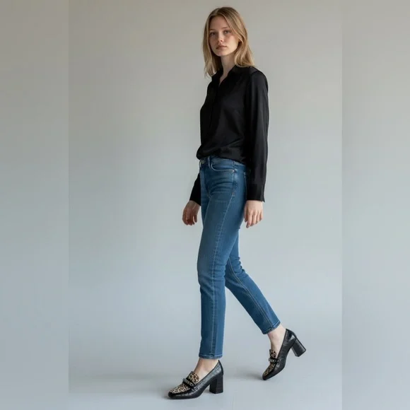 NEW Crown & Ivy Scarlett Cheetah Croc Embossed Block Heel Pumps Women’s 10 Chic - Picture 2 of 13